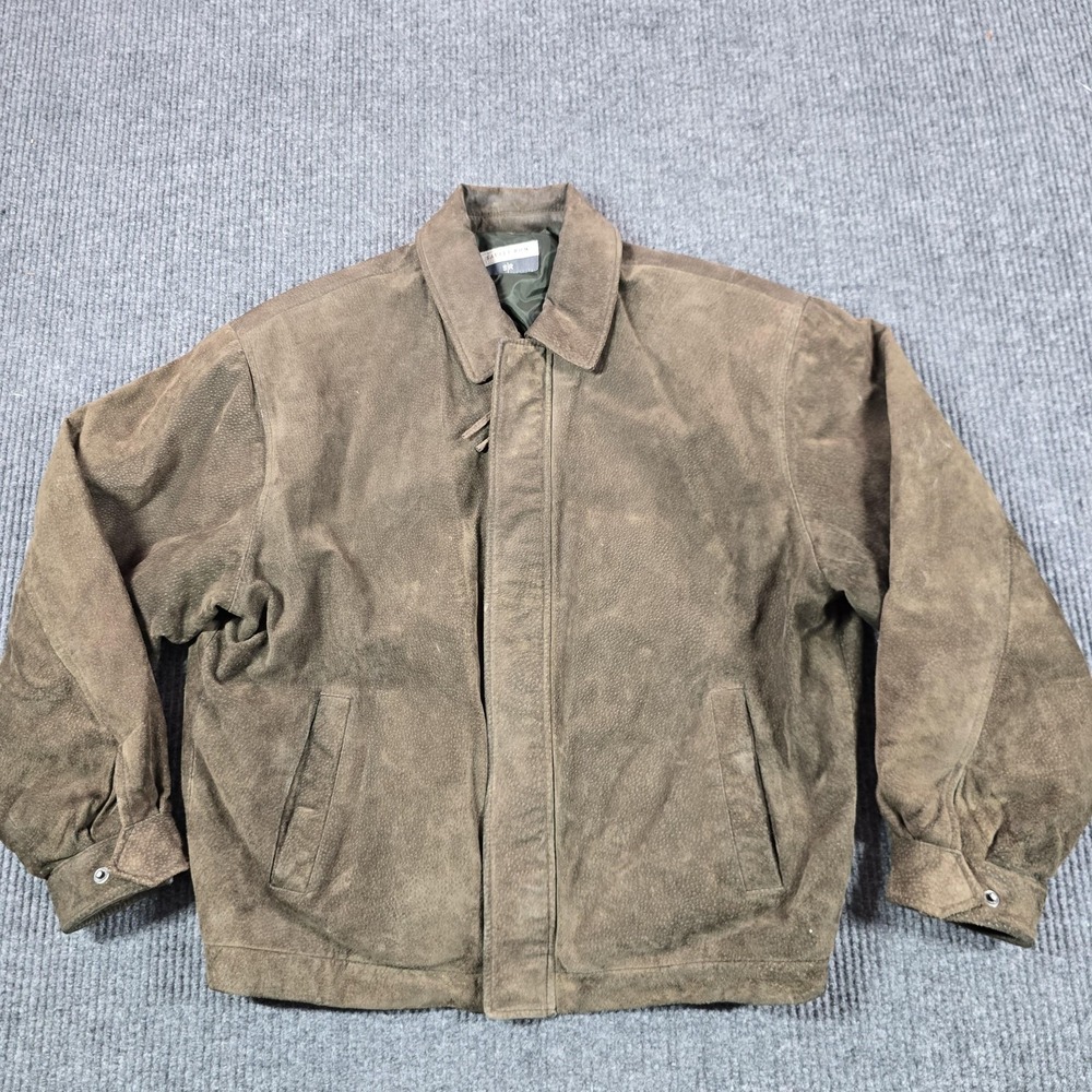 Savile Row Jacket Mens Medium Brown Suede Bomber Full Zip Lined Insulated Winter